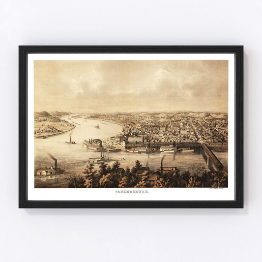 Vintage map of Parkersburg, West Virginia, 1861