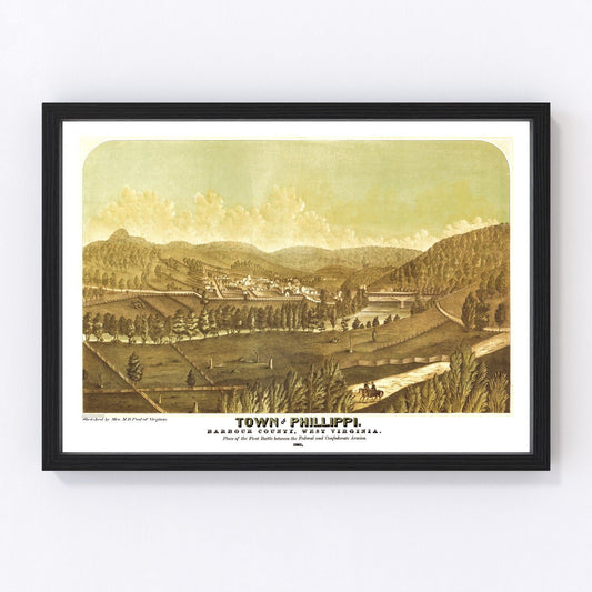 Vintage map of Phillippi, West Virginia, 1861