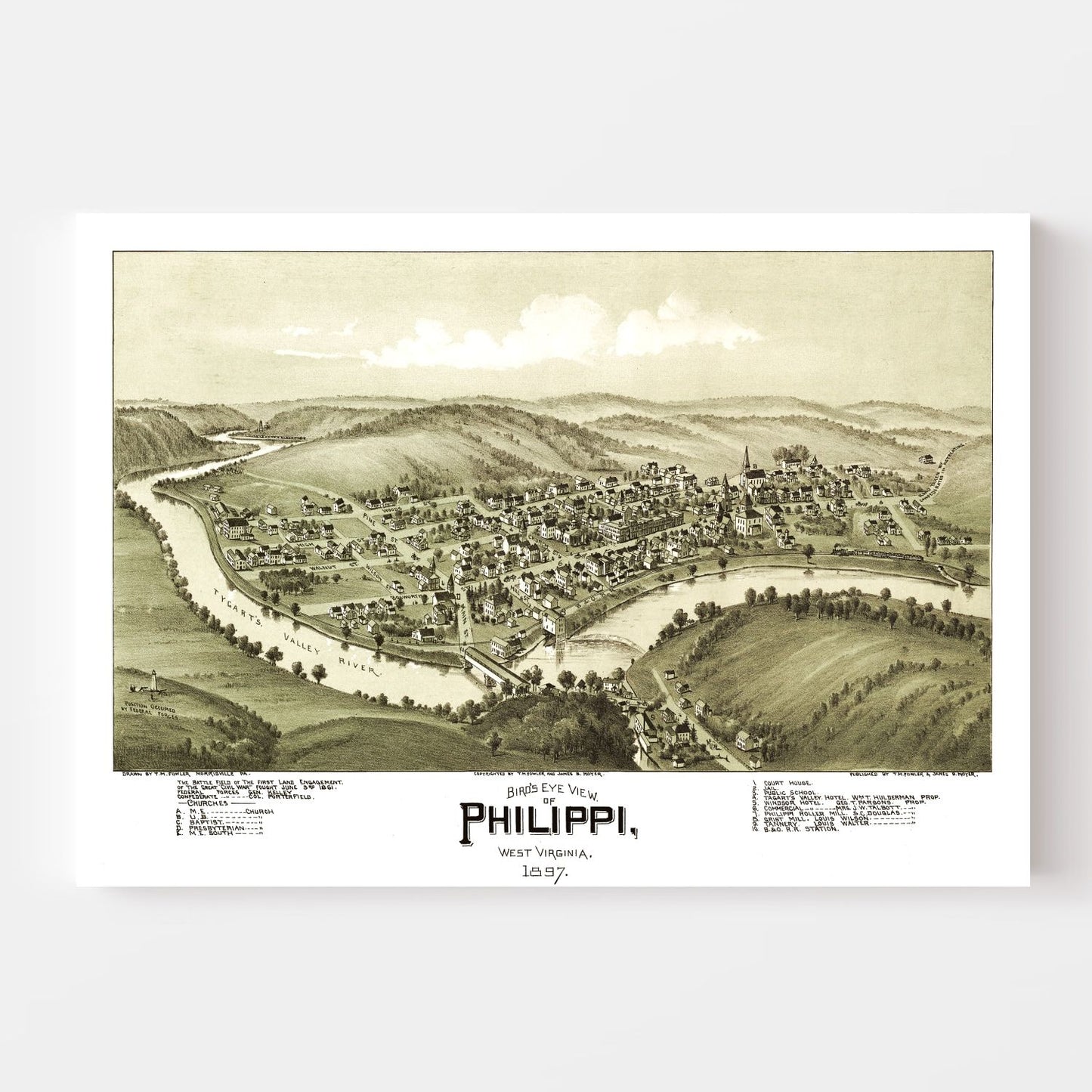 Vintage Map of Phillippi, West Virginia, 1897
