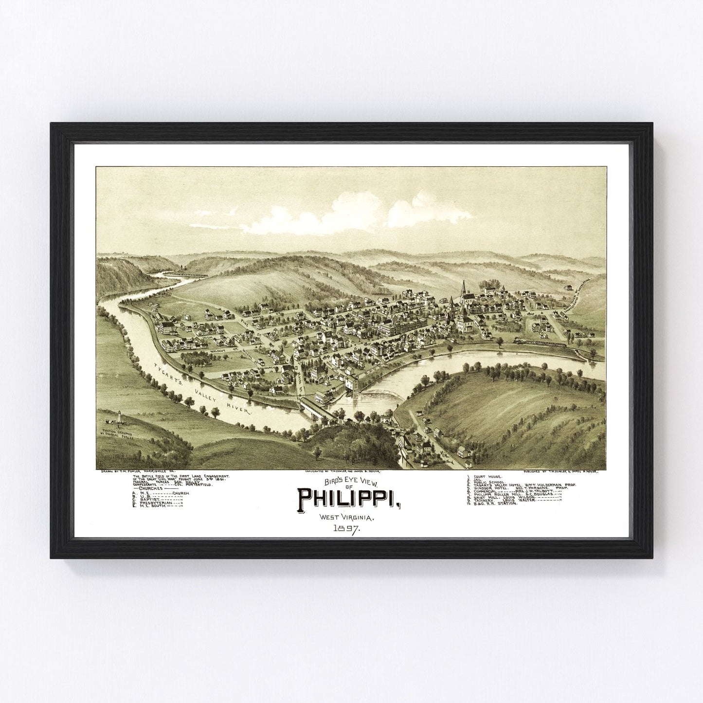 Vintage map of Phillippi, West Virginia, 1897