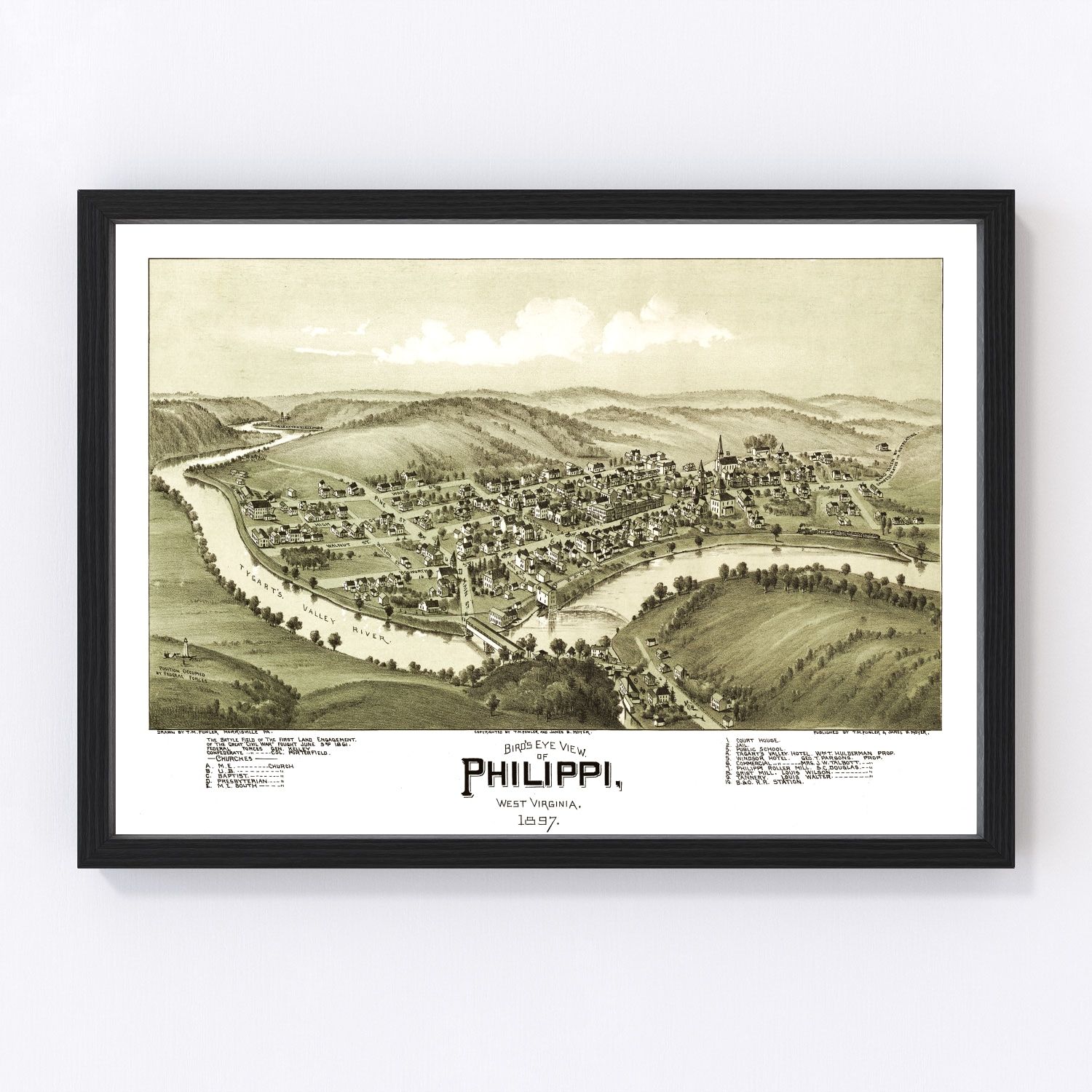 Vintage map of Phillippi, West Virginia, 1897