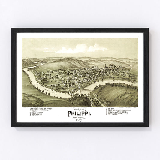 Vintage map of Phillippi, West Virginia, 1897