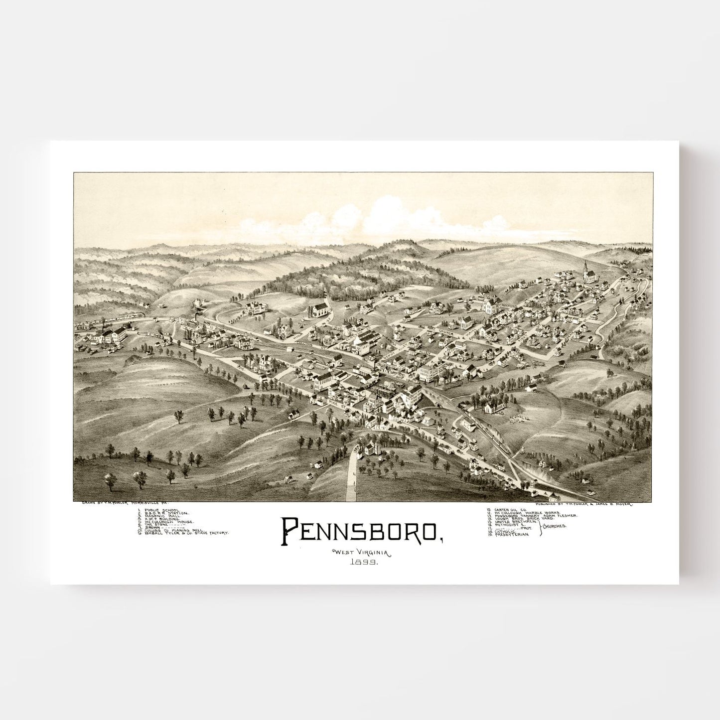 Vintage Map of Pennsboro, West Virginia, 1899