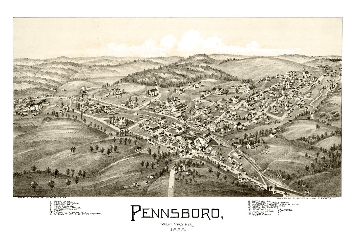 Vintage Map of Pennsboro, West Virginia, 1899