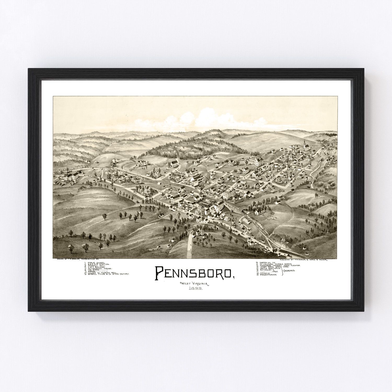 Vintage map of Pennsboro, West Virginia, 1899