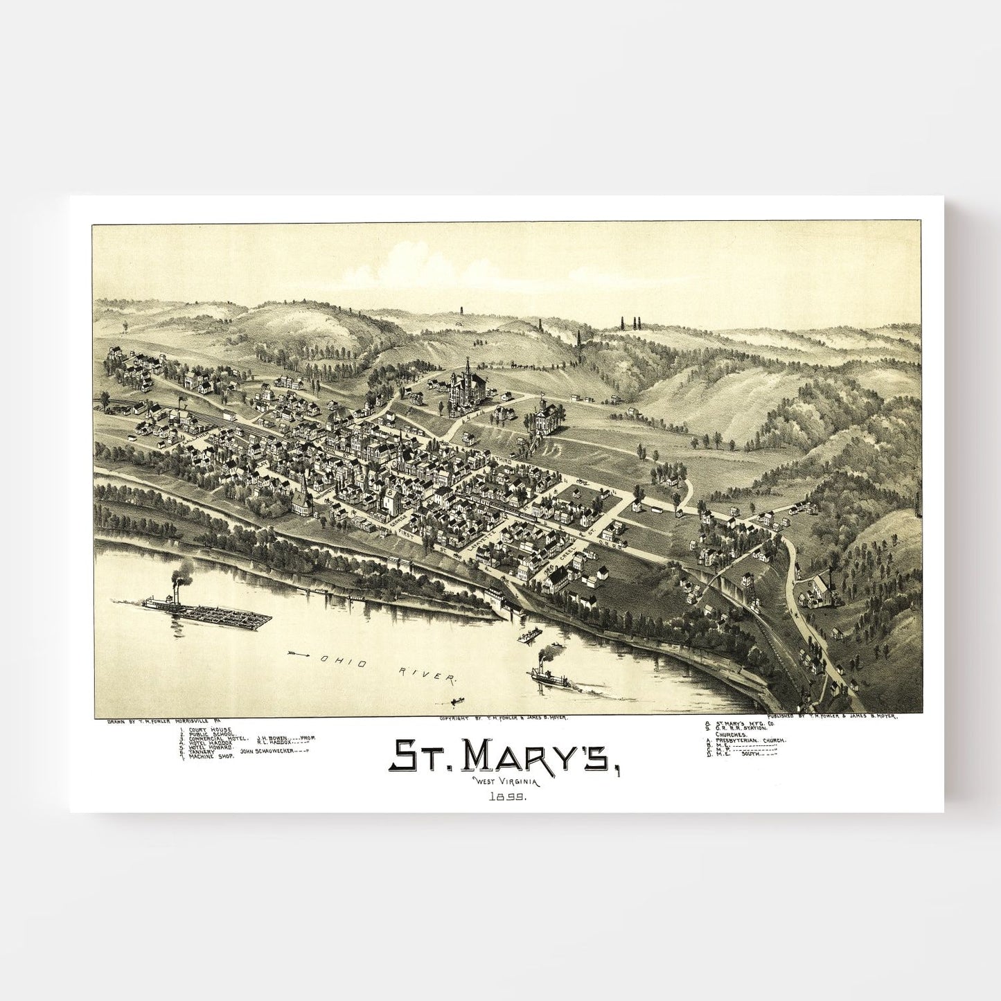 Vintage Map of St. Mary's, West Virginia, 1899