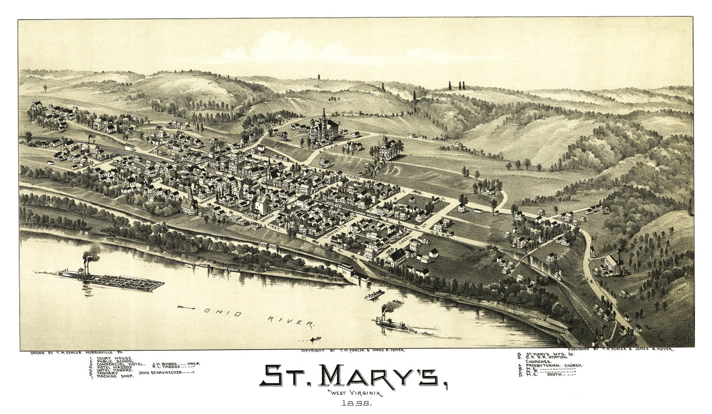Vintage Map of St. Mary's, West Virginia, 1899