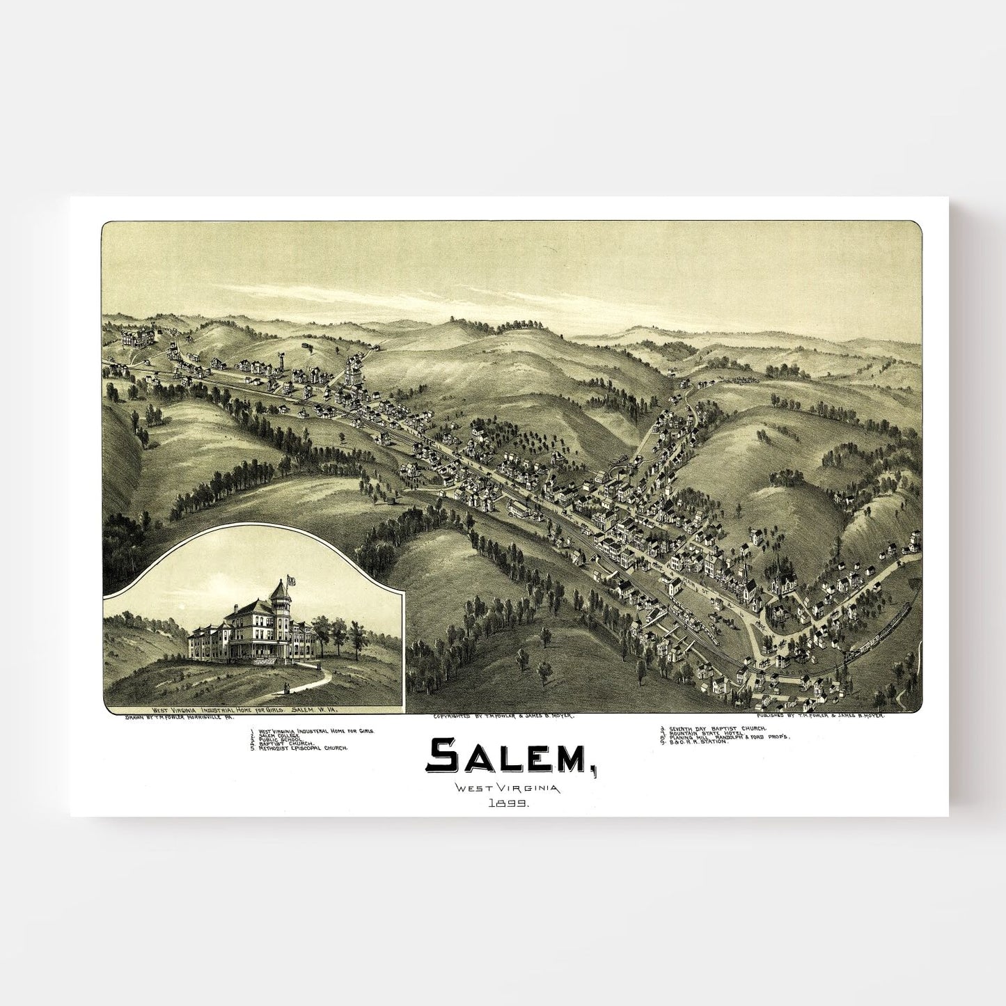 Vintage Map of Salem, West Virginia, 1899