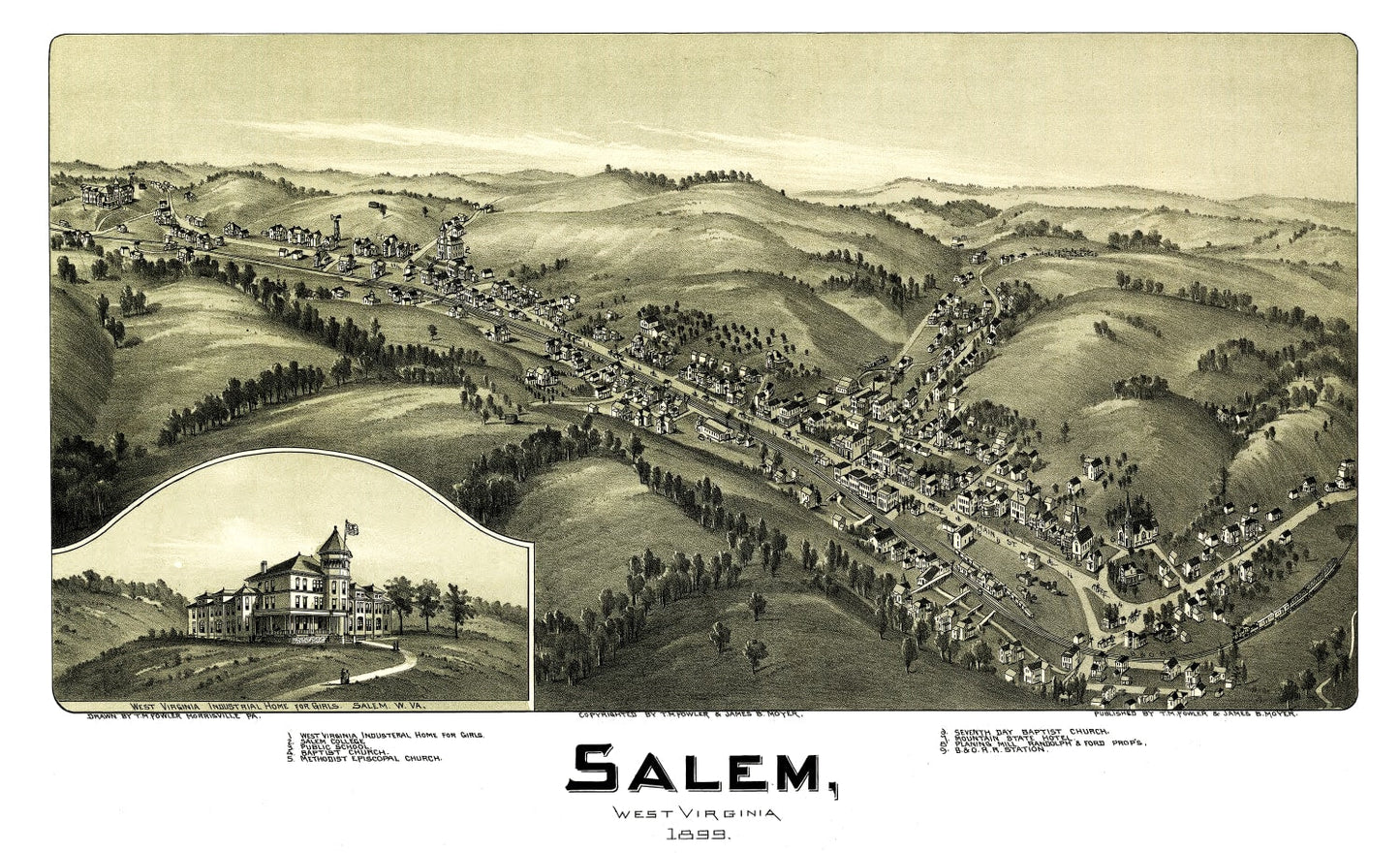 Vintage Map of Salem, West Virginia, 1899