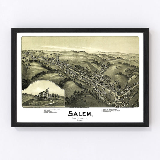vintage map of Salem, West Virginia, 1899