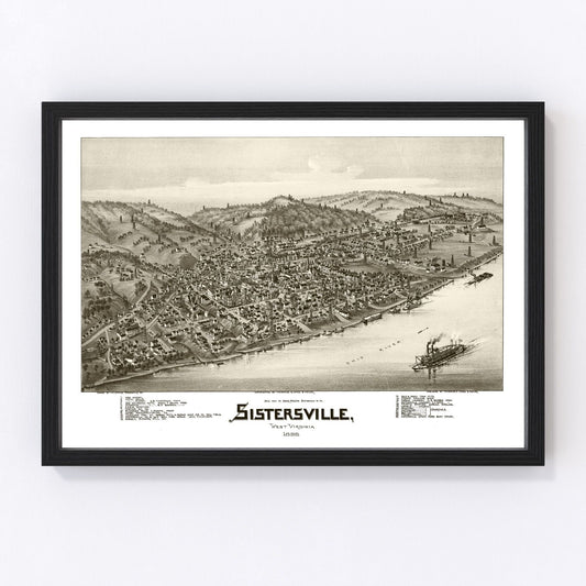 Vintage map of Sistersville, West Virginia, 1896