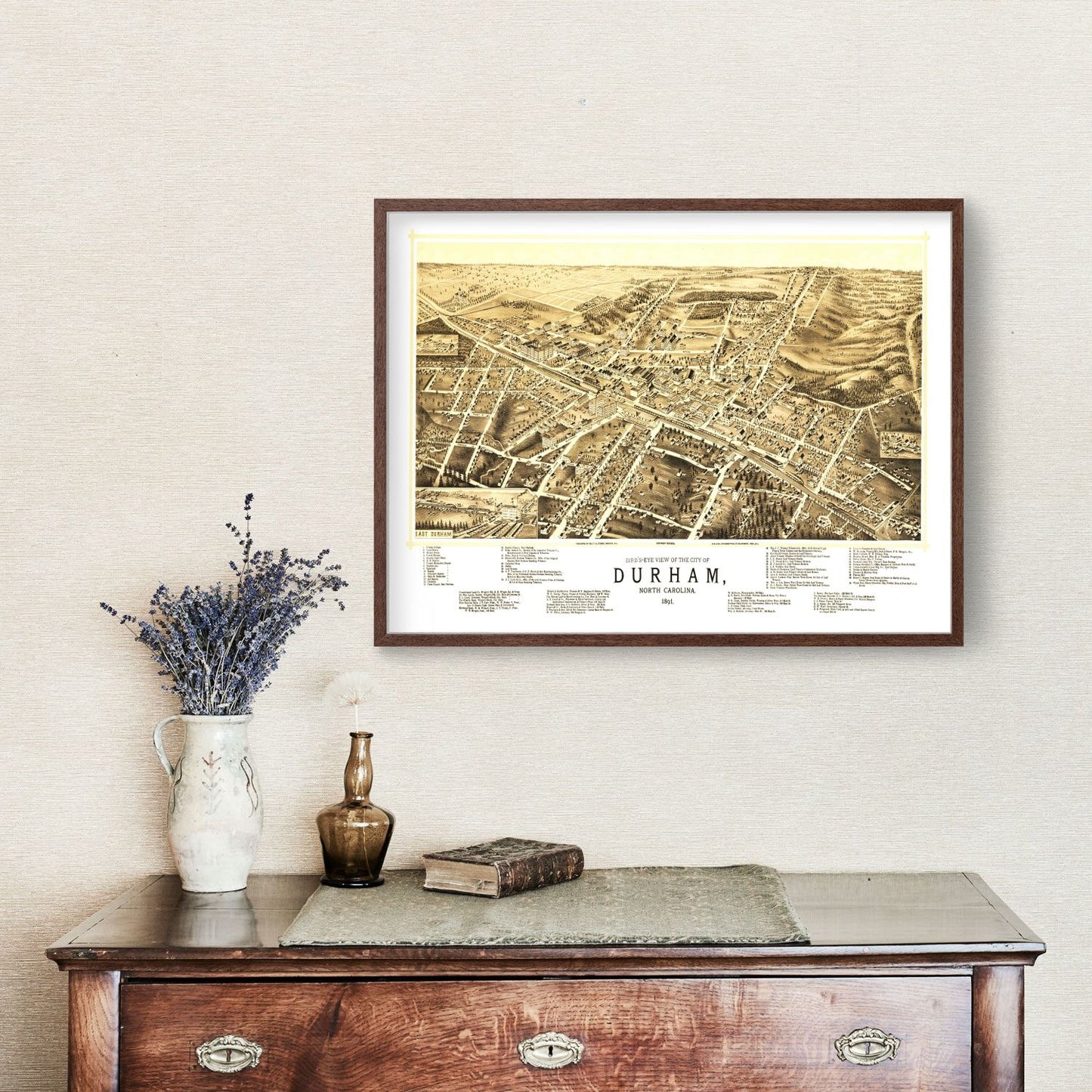 Vintage Map of Durham, North Carolina, 1891