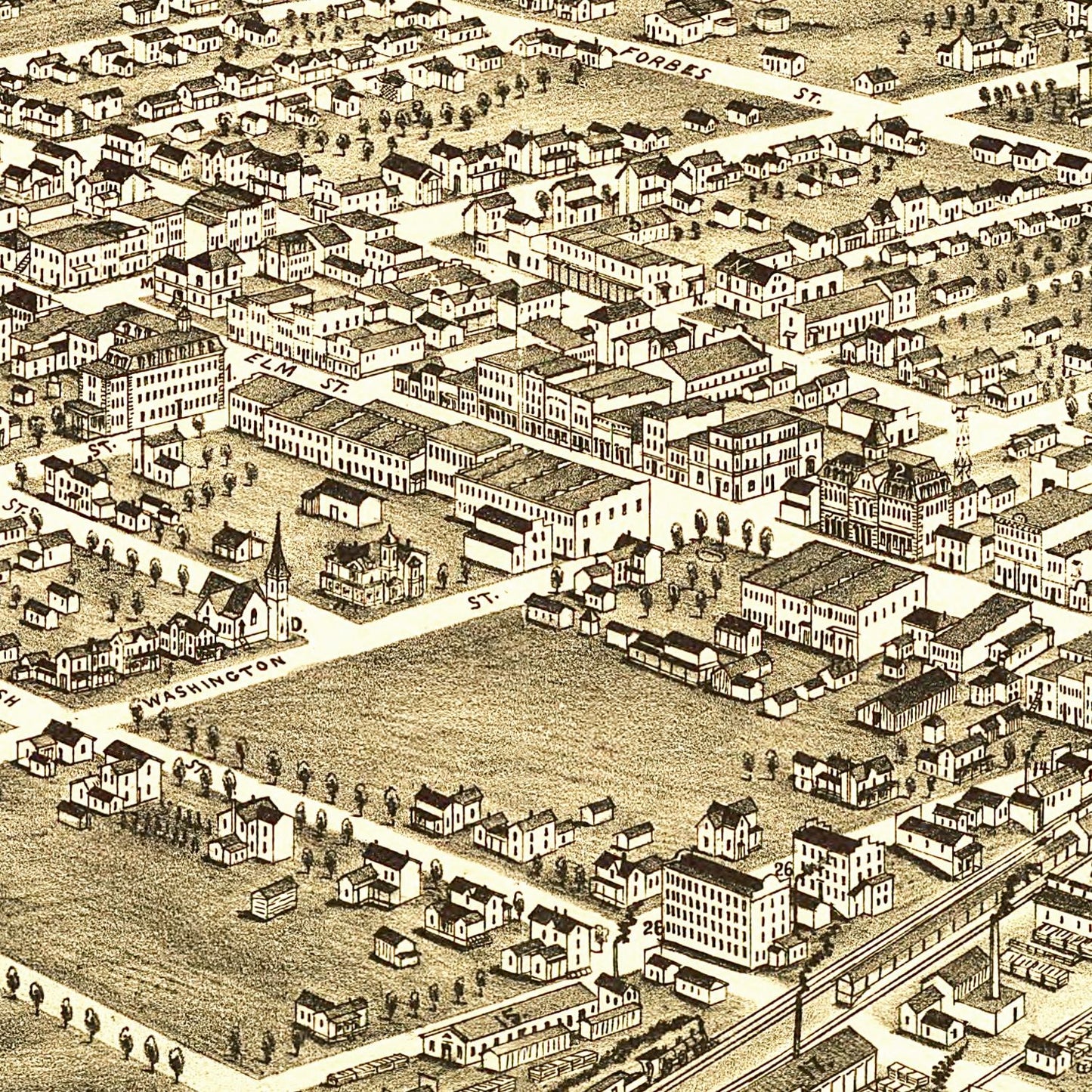 Vintage Map of Greensboro, North Carolina, 1891