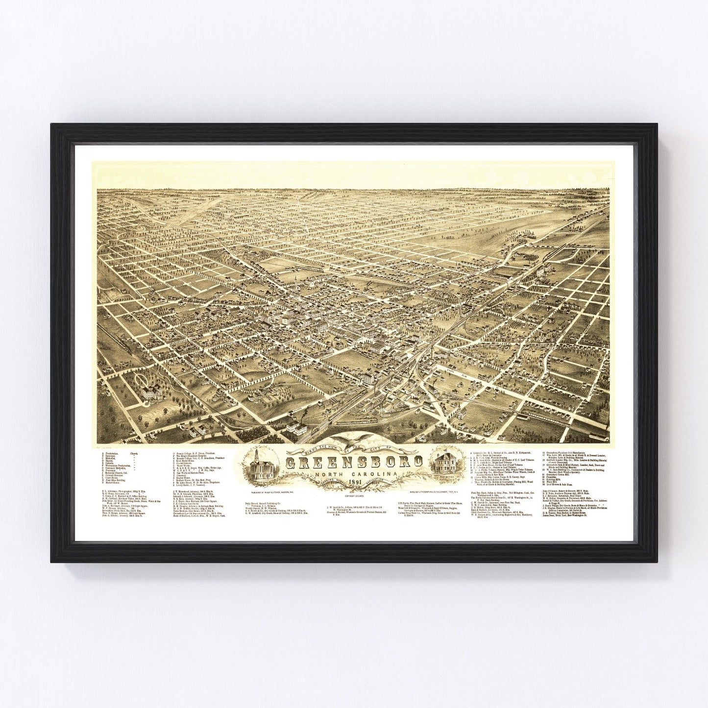 Vintage map of Greensboro, North Carolina, 1891