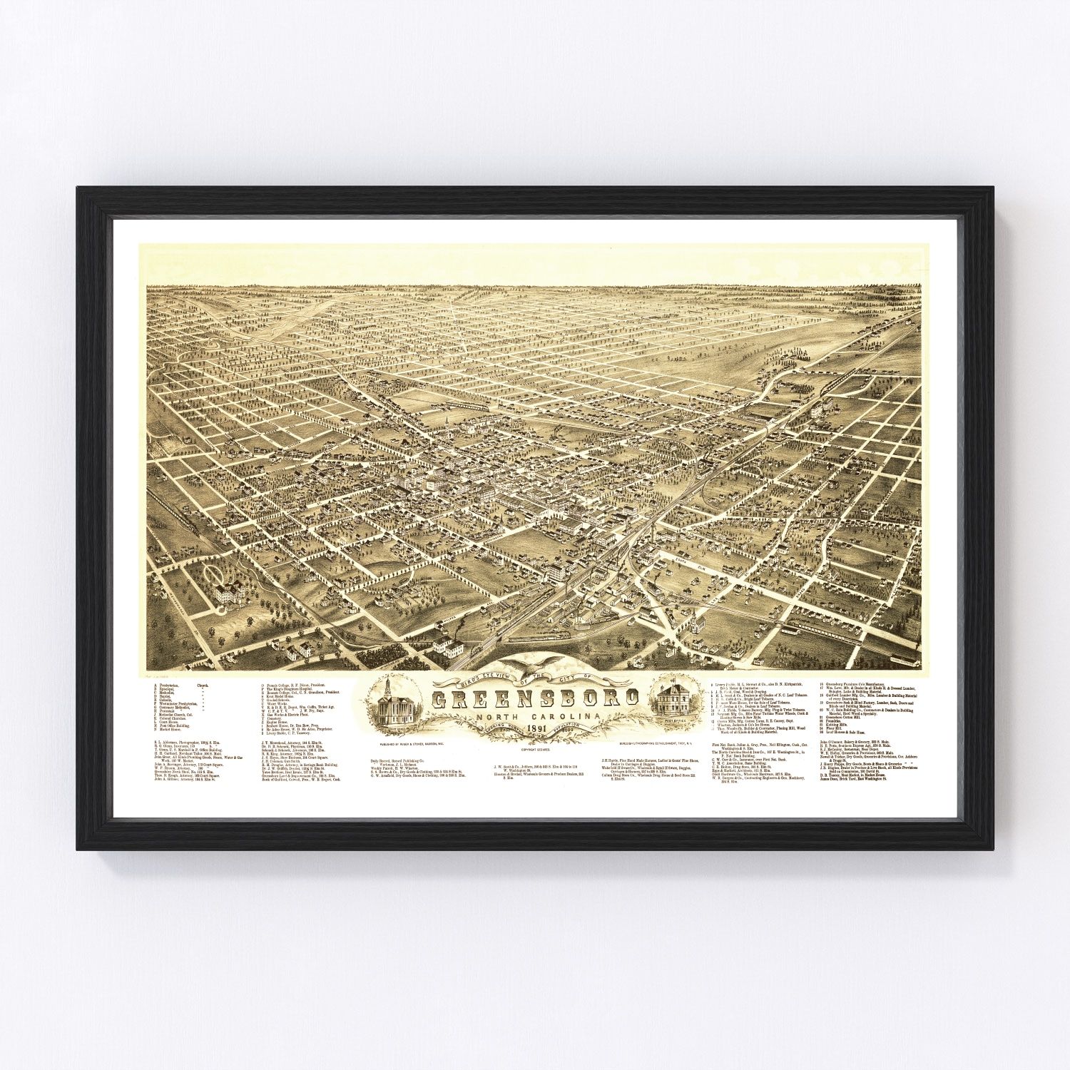 Vintage map of Greensboro, North Carolina, 1891