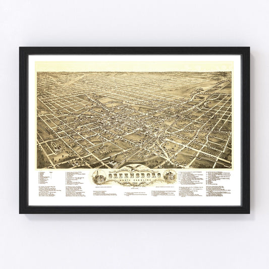 Vintage map of Greensboro, North Carolina, 1891