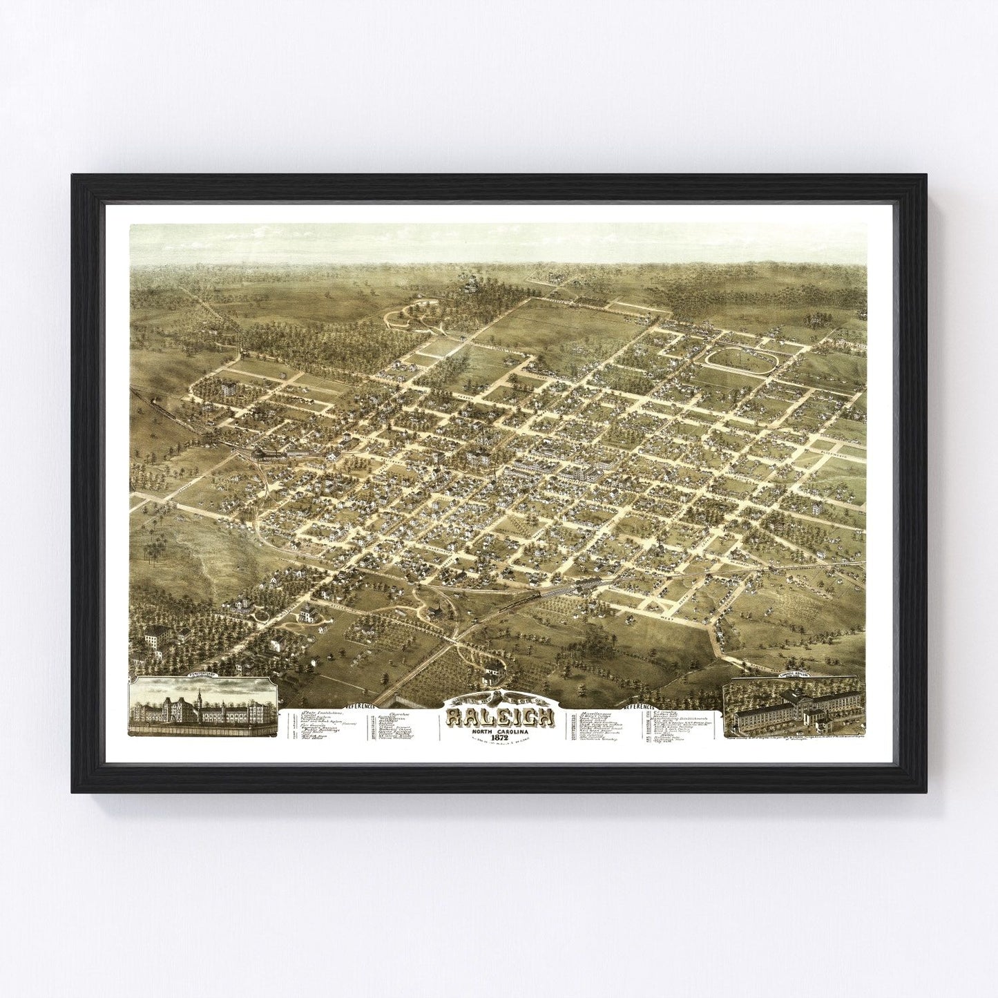 Vintage map of Raleigh, North Carolina, 1872