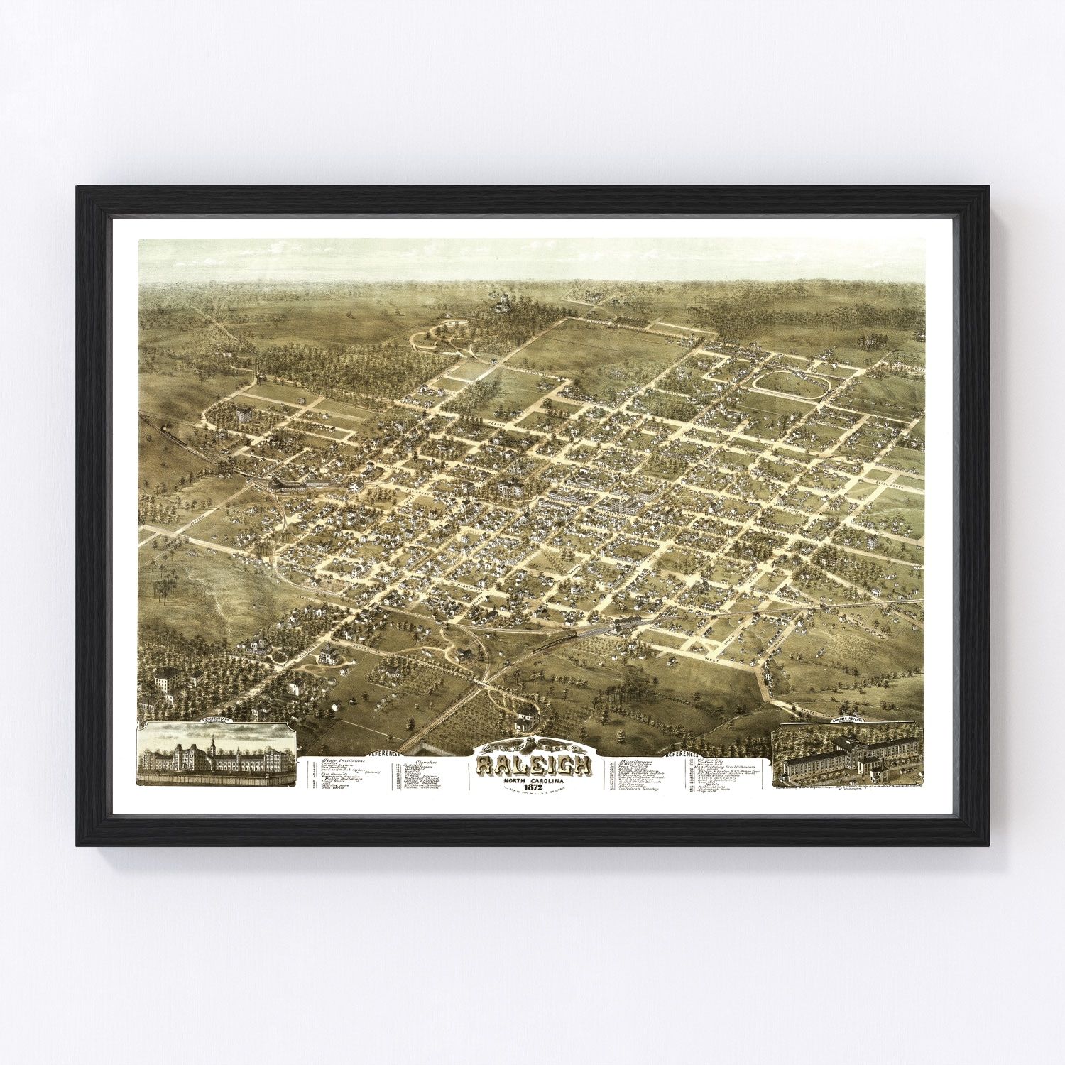 Vintage map of Raleigh, North Carolina, 1872