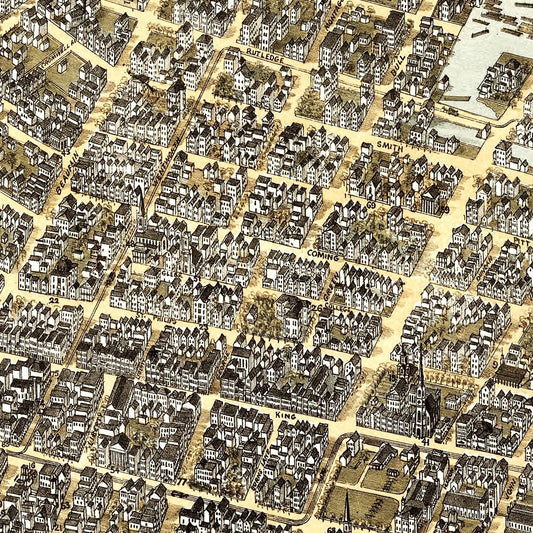 Vintage Map of Charleston, South Carolina, 1872 Wall Art