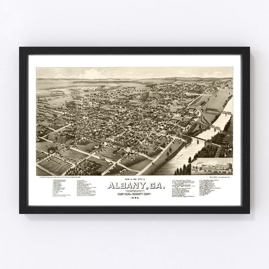Vintage map of Albany, Georgia, 1885 - restored print
