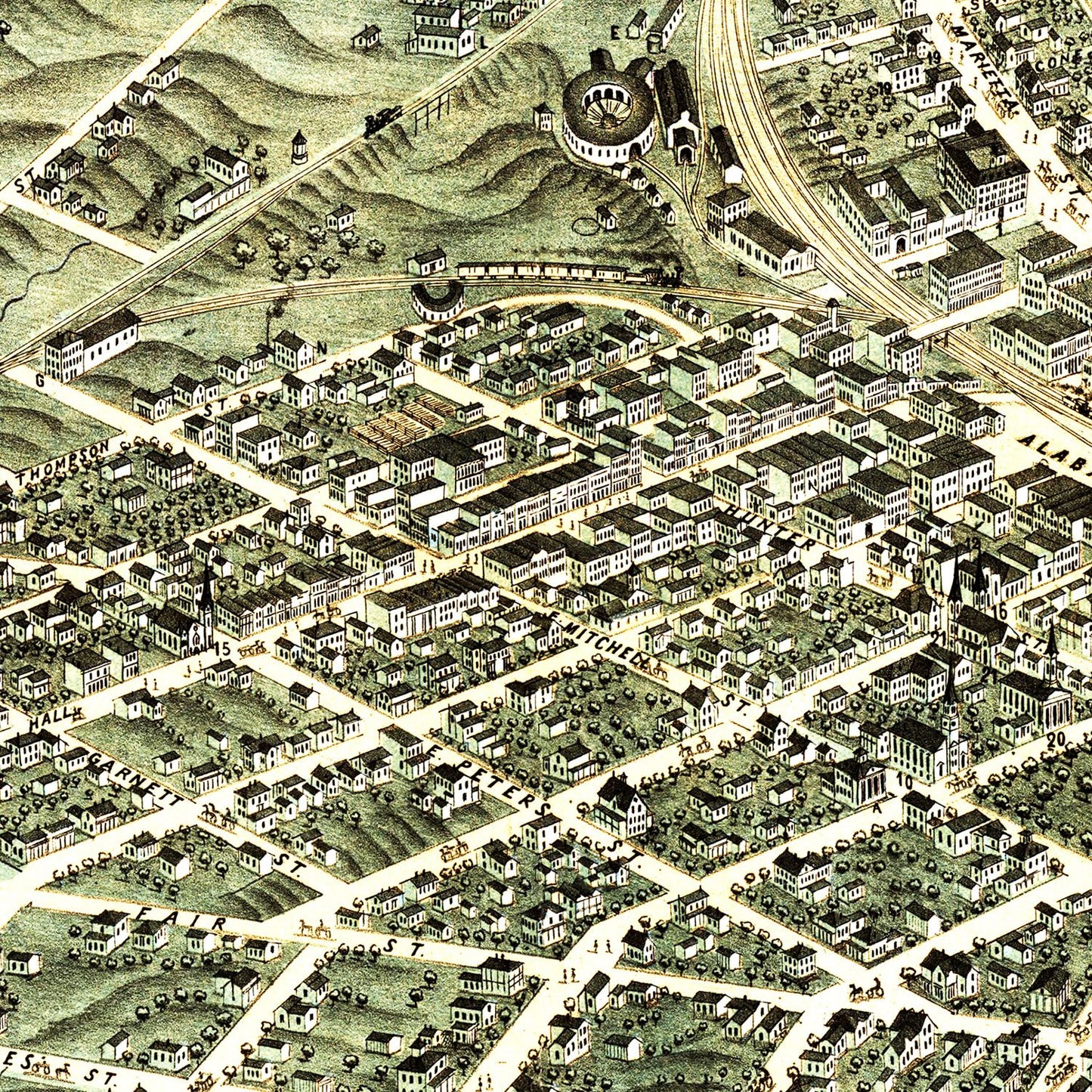 Vintage Map of Atlanta, Georgia, 1871