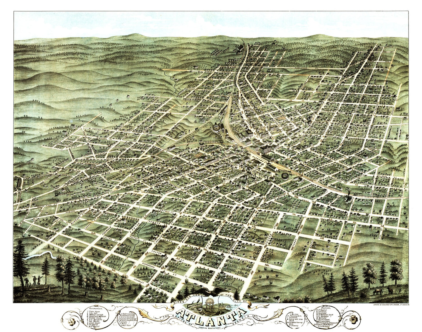 Vintage Map of Atlanta, Georgia, 1871