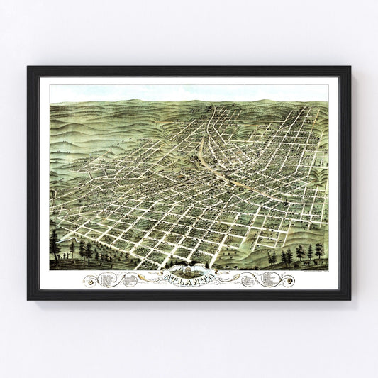 vintage map of Atlanta, Georgia, 1871, Reconstruction era rail hub