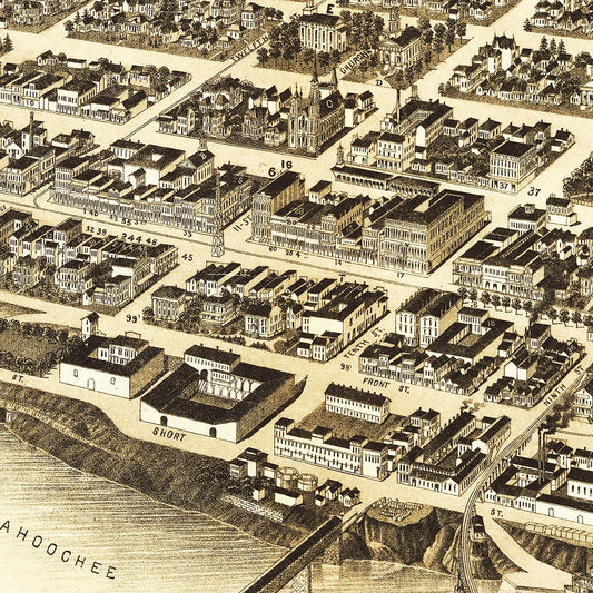Vintage Map of Columbus, Georgia, 1886