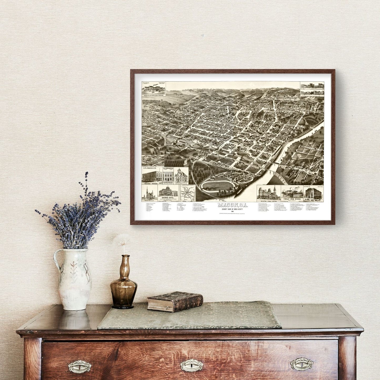 Vintage Map of Macon, Georgia, 1887