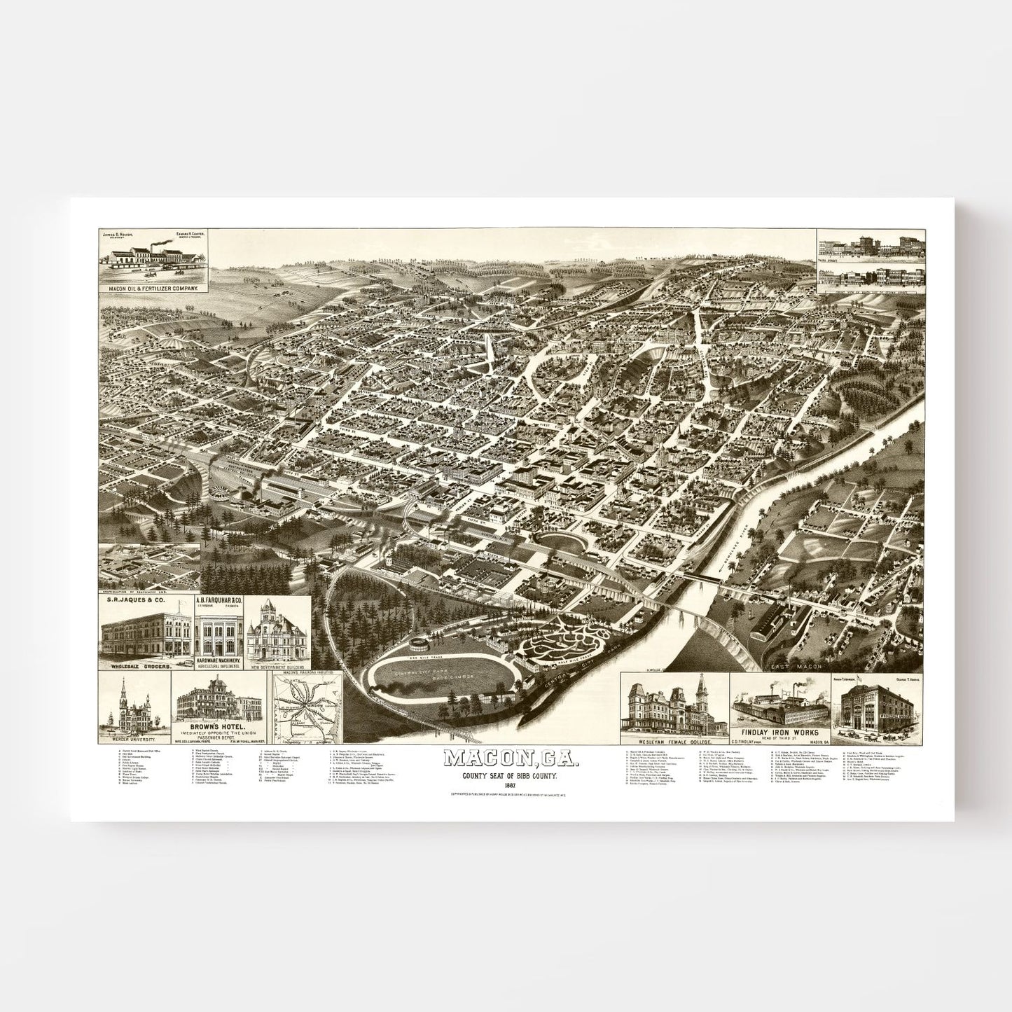 Vintage Map of Macon, Georgia, 1887