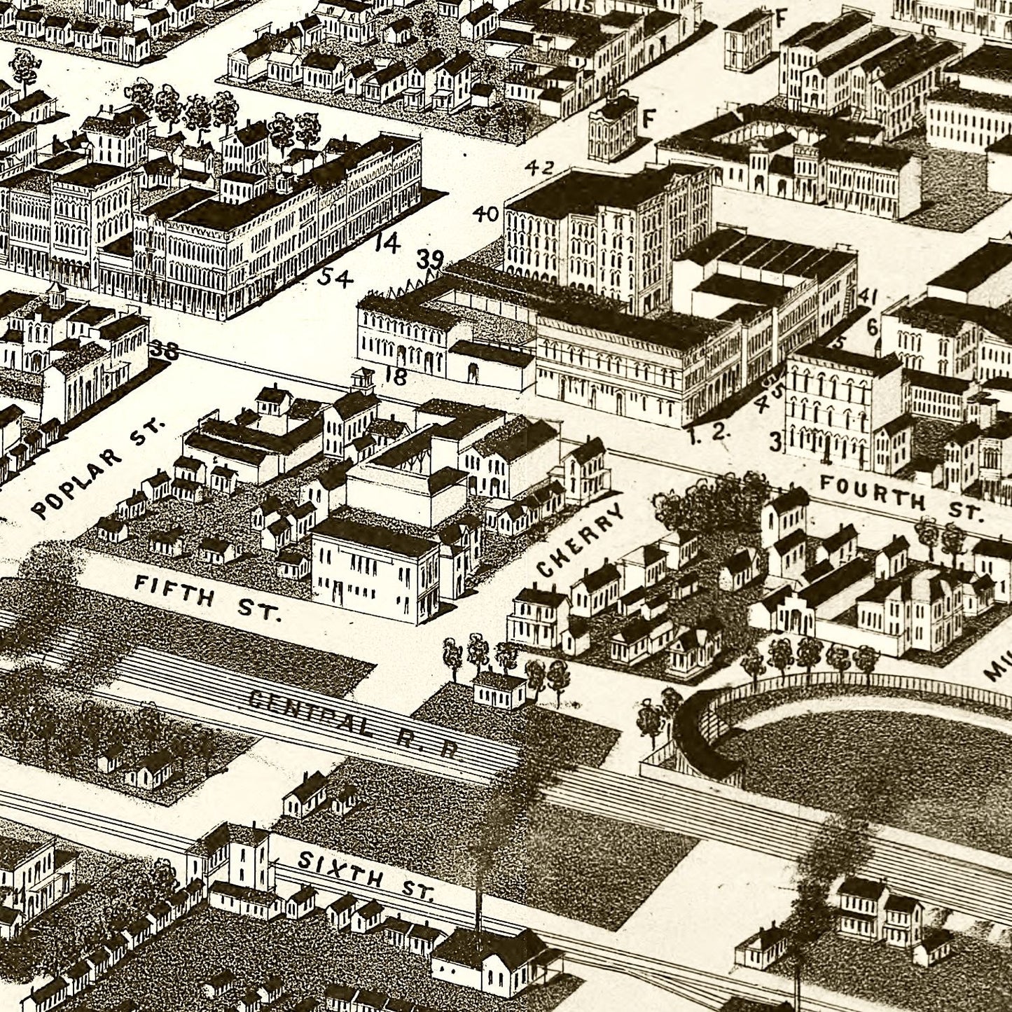 Vintage Map of Macon, Georgia, 1887