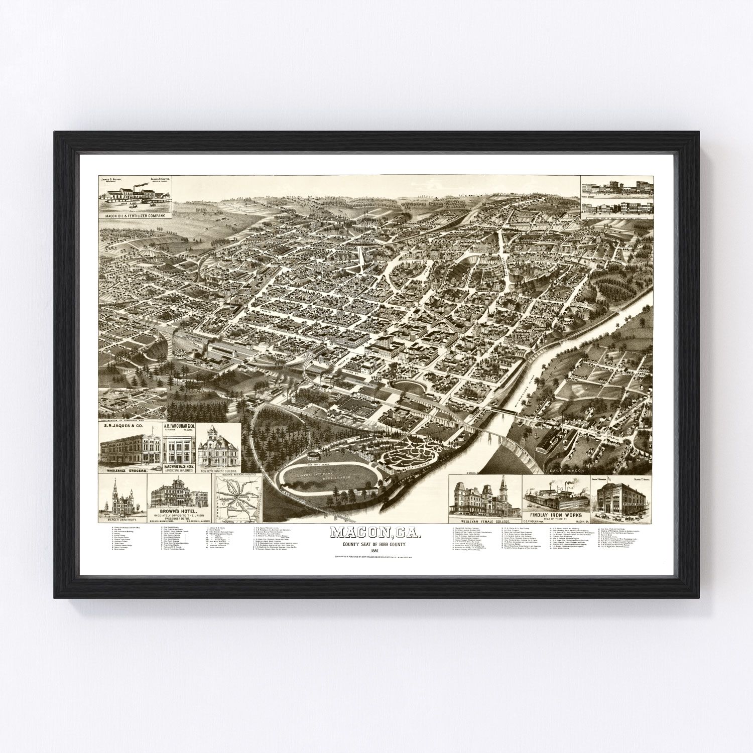 Vintage map of Macon, Georgia, 1887