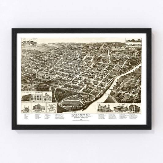 Vintage map of Macon, Georgia, 1887