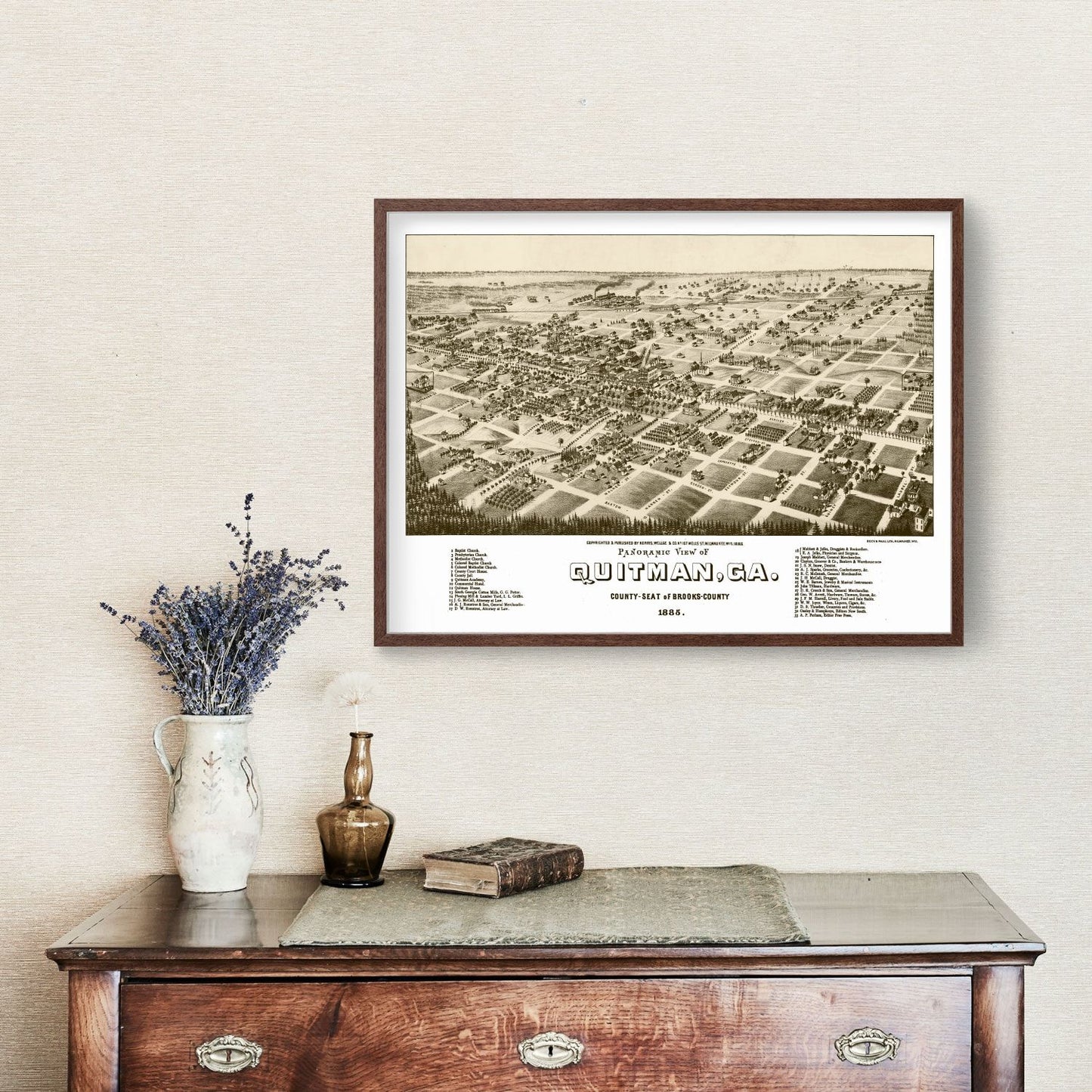 Vintage Map of Quitman, Brooks County, Georgia, 1885