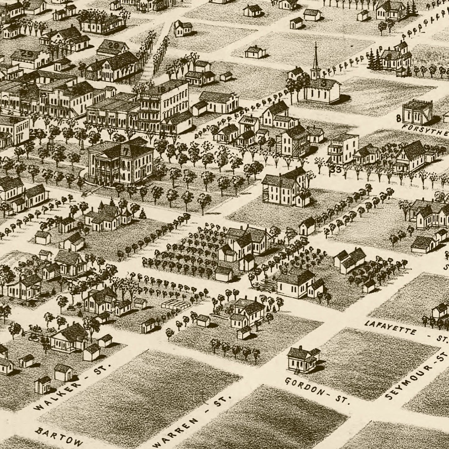 Vintage Map of Quitman, Brooks County, Georgia, 1885