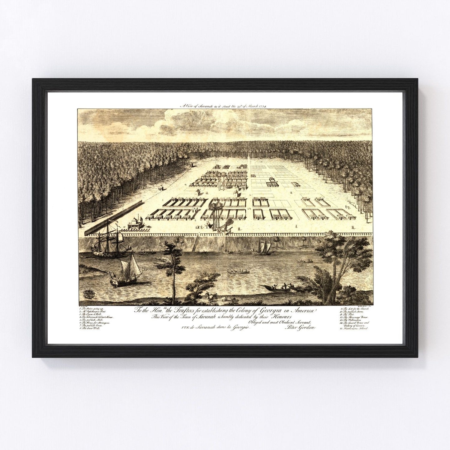 vintage map of Savannah, Georgia, 1734