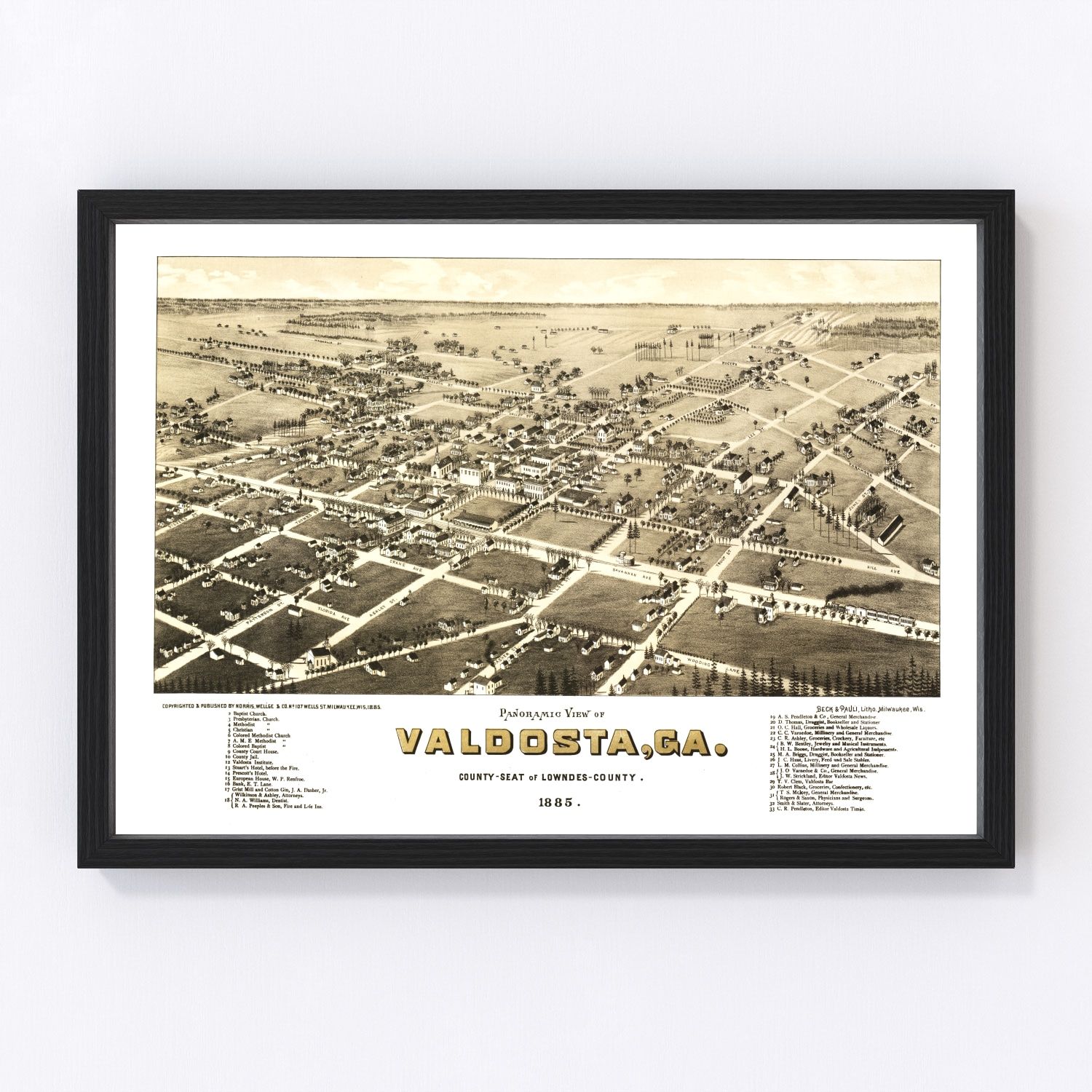 Vintage map of Valdosta, Georgia, 1885