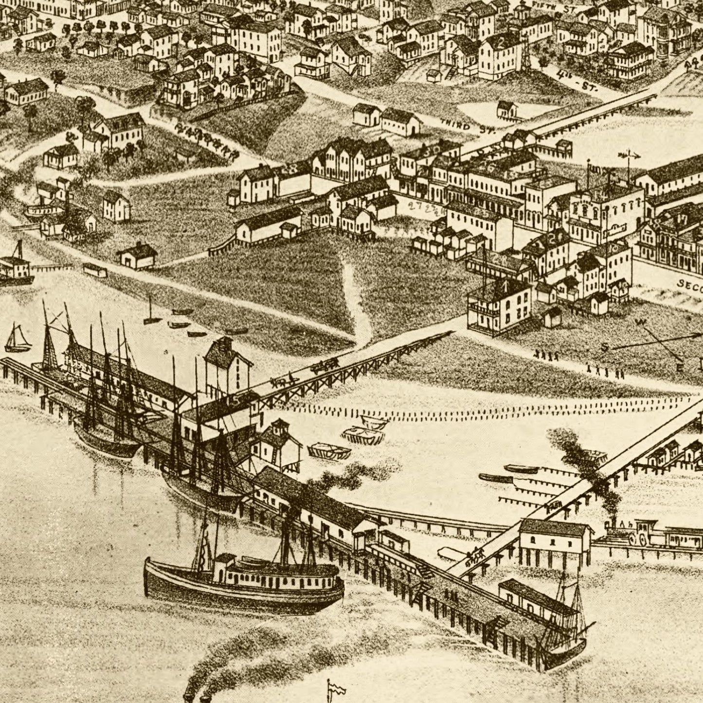 Vintage Map of Cedar Key, Florida, 1884