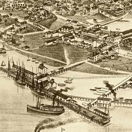 Vintage Map of Cedar Key, Florida, 1884