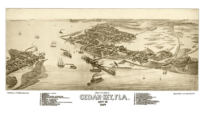 Vintage Map of Cedar Key, Florida, 1884