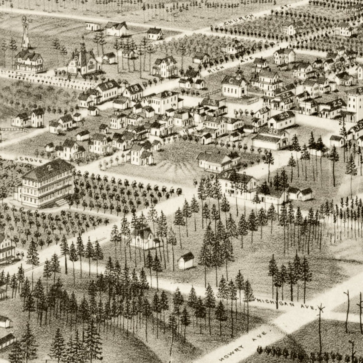 Vintage Map of De Land, Florida, 1884