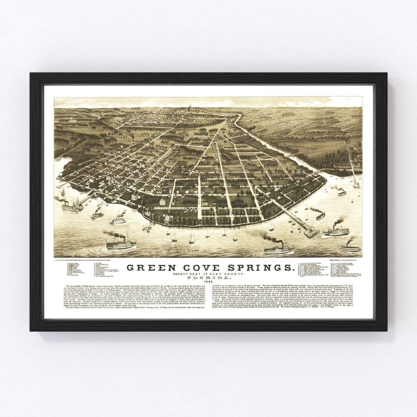 Vintage map of Green Cove Springs, Florida, 1885