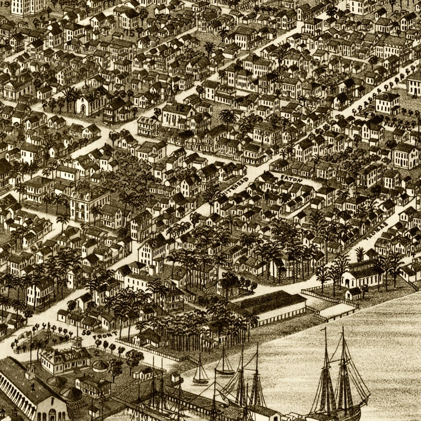 Vintage Map of Key West, Florida, 1884