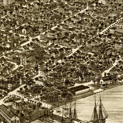 Vintage Map of Key West, Florida, 1884