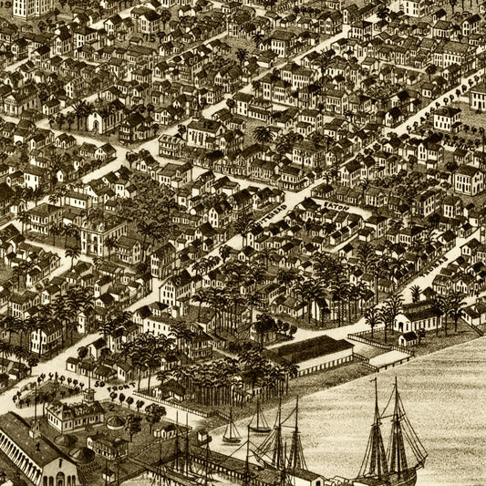 Vintage Map of Key West, Florida, 1884
