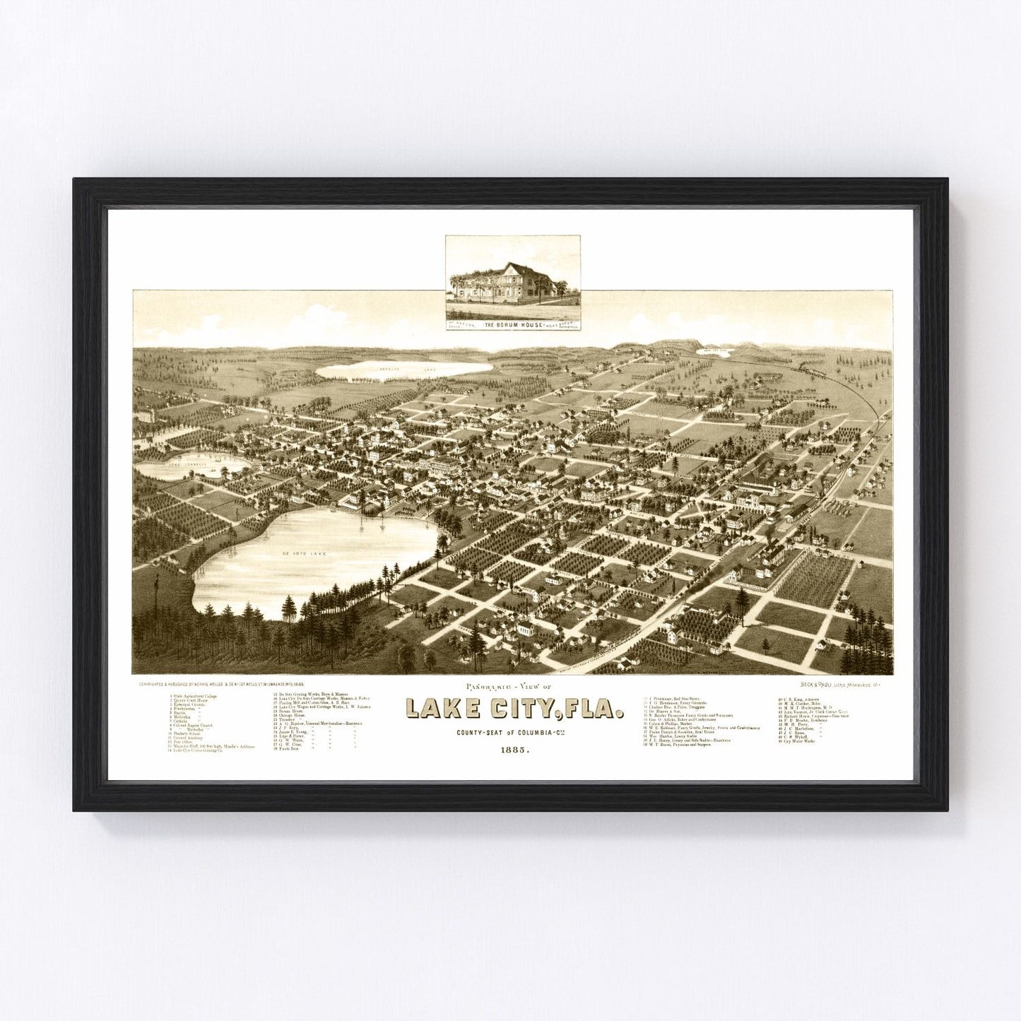 vintage map of Lake City, Florida, 1885