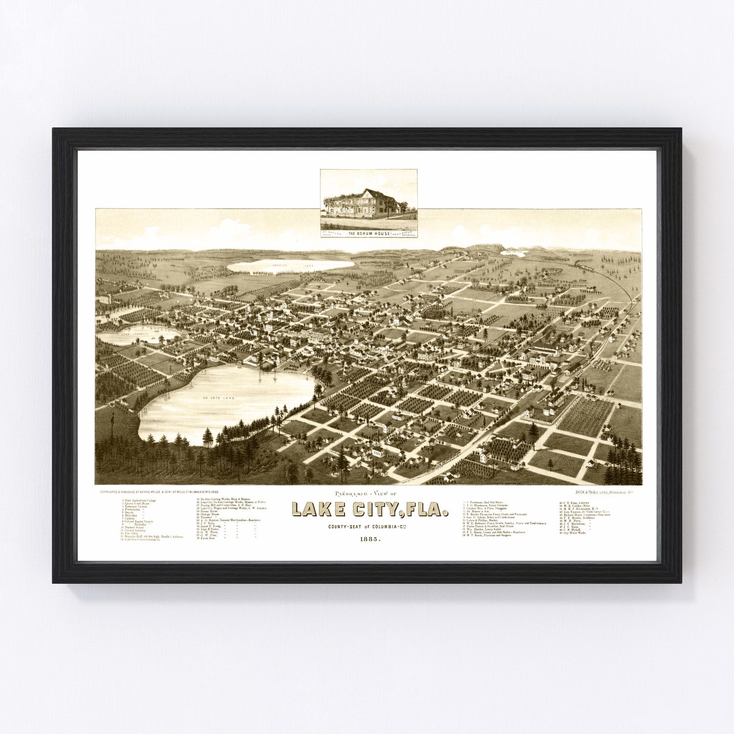 vintage map of Lake City, Florida, 1885