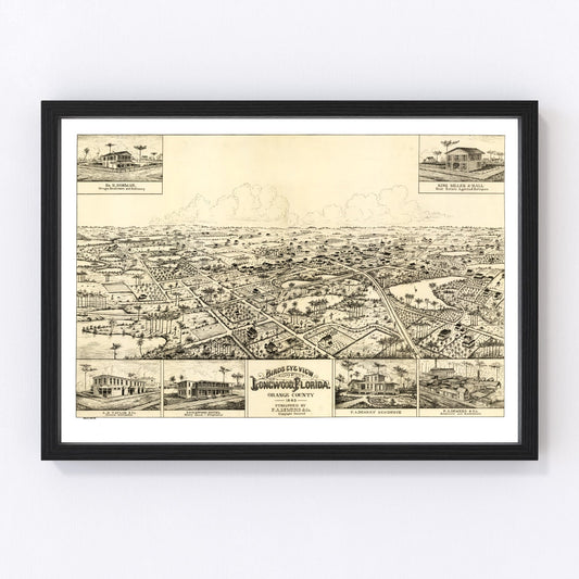 vintage map of Longwood, Florida, 1885