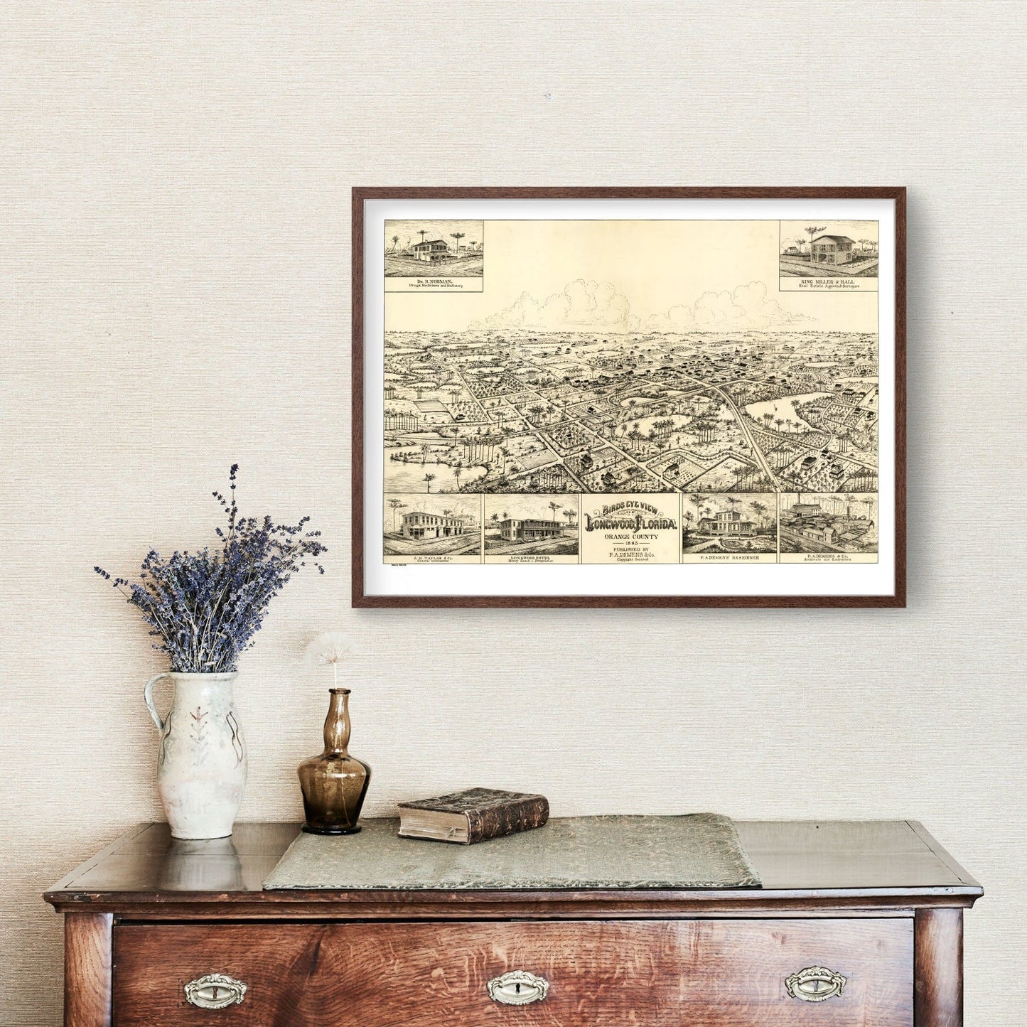 Vintage Map of Longwood, Florida, 1885