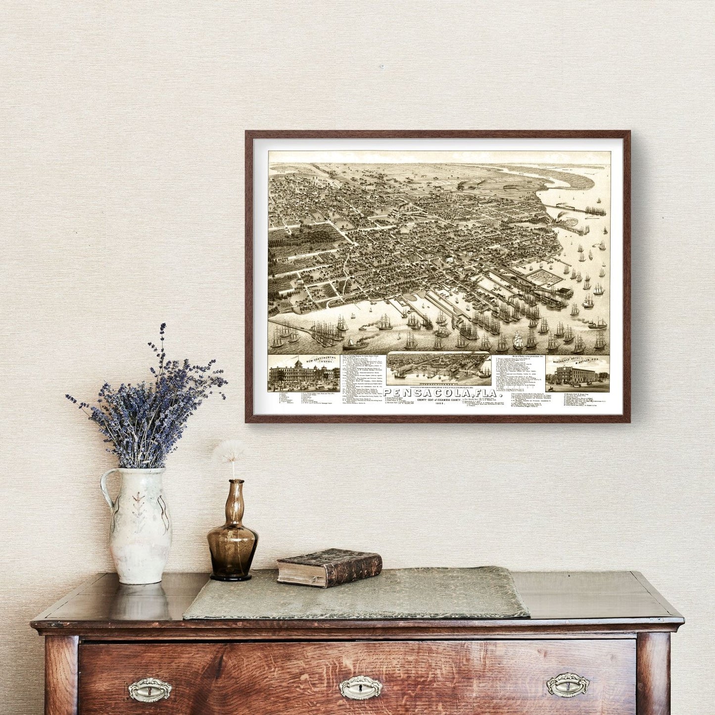 Vintage Map of Pensacola, Florida, 1885